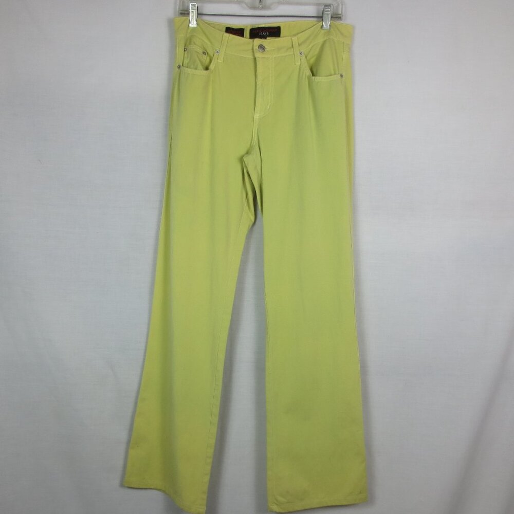 Fabrizio Gianni Jeans Chartreuse Wide Leg Cotton Twill Lightweight Size 10